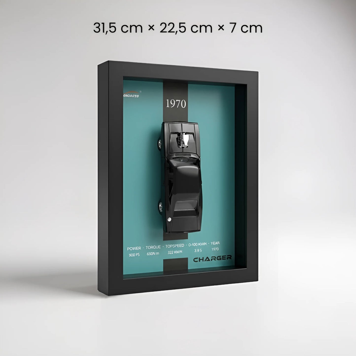 Tableau 3D LED muscle car américaine Charger dimensions 31,5x22,5x7 cm noir