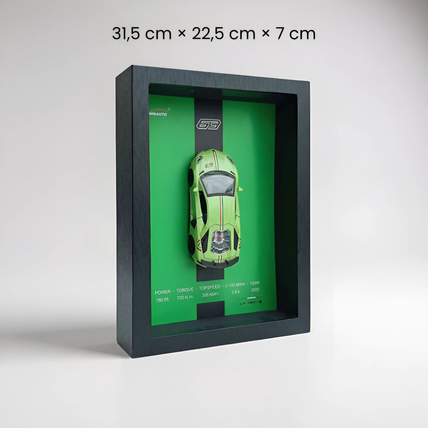 Tableau 3D LED supercar italienne LP780 dimensions 31,5x22,5x7 cm vert