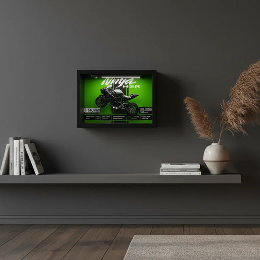 Tableau 3D LED Ninja H2R - déco murale moto sportive cadeau motard
