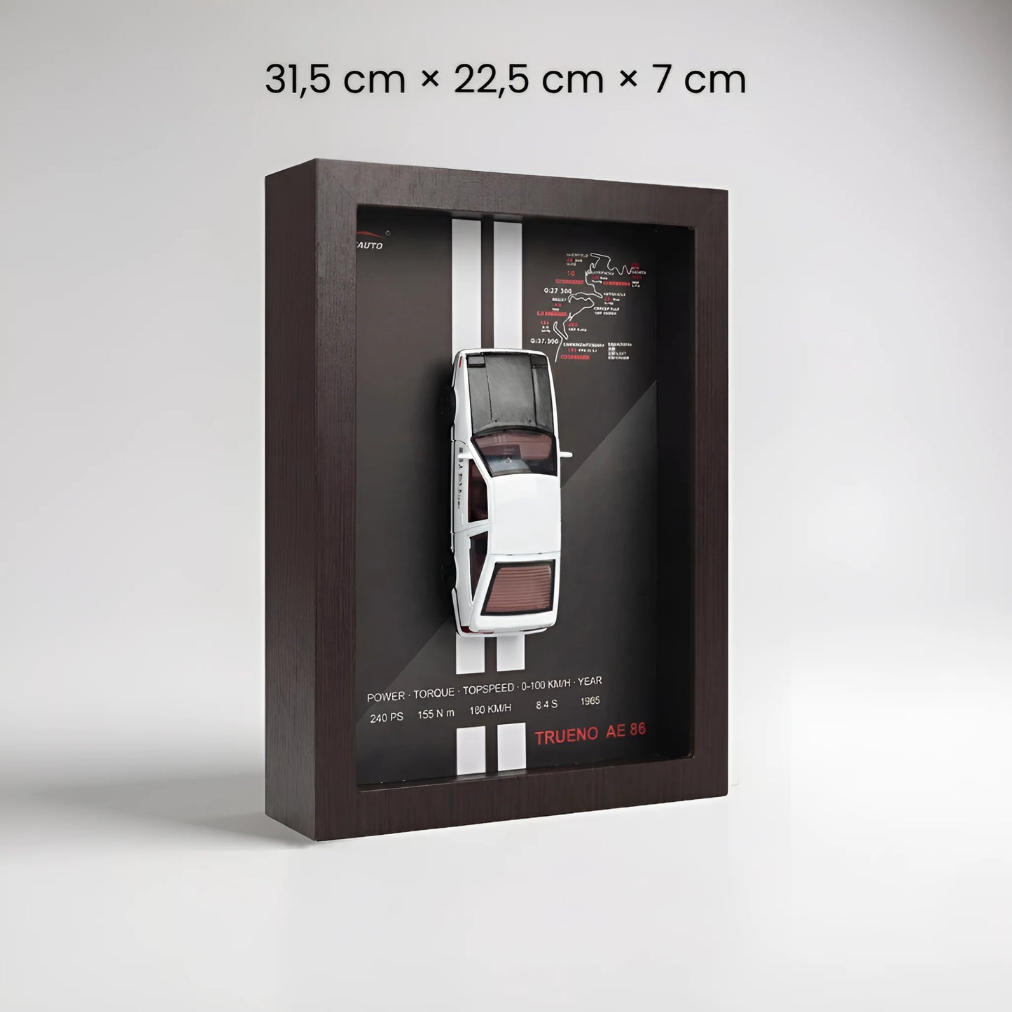 Tableau 3D LED sportive japonaise AE86 dimensions 31,5x22,5x7 cm avec éclairage ambiance