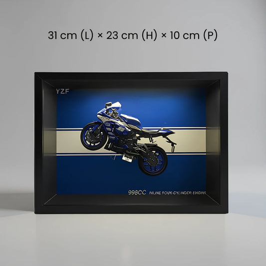 Dimensions du tableau 3D Yamaha R1M horizontal - 31cm x 23cm x 10cm