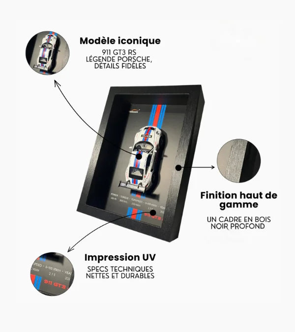 Finitions soignées et rendu réaliste du cadre décoratif LED Porsche 911 GT3 RSR