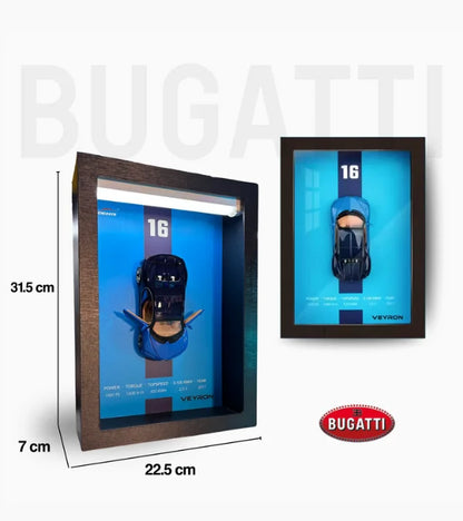 Illustration de la taille réelle du cadre mural LED 3D Bugatti Veyron
