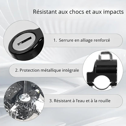 Cadenas casque moto résistant aux chocs, en métal renforcé et étanche