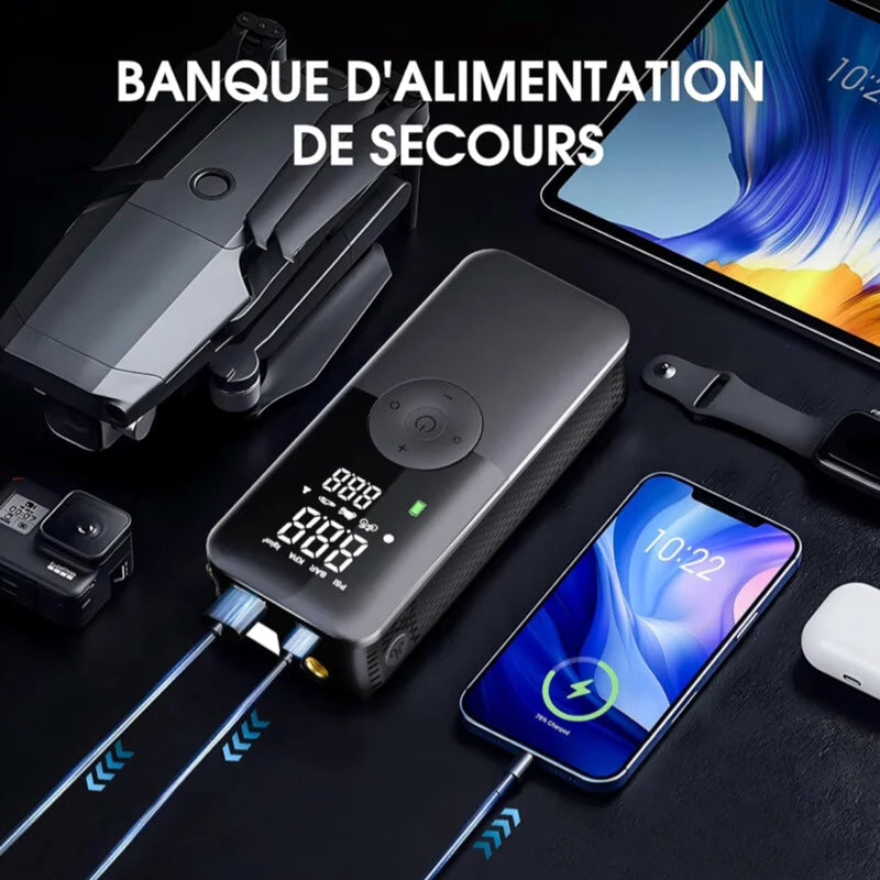 Compresseur d’air portable servant de banque d’alimentation d’appoint.