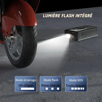 Lumière LED intégrée — modes éclairage, flash et SOS (1/2/3 clics).