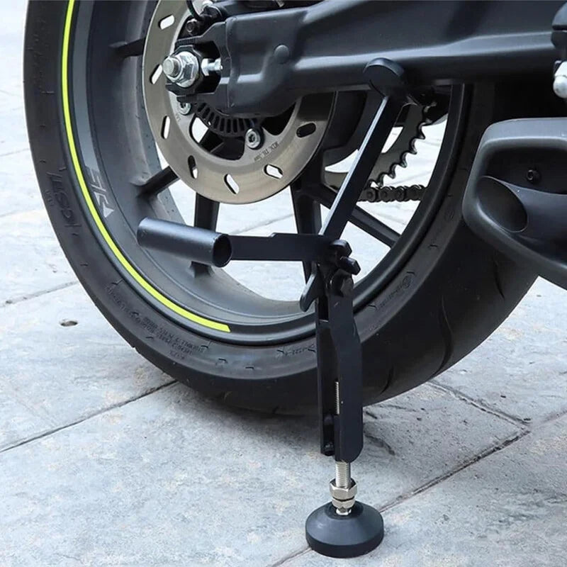 Cric moto universel portable – position prête au levage