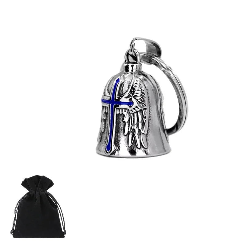 Cloche Guardian Bell bleue pour motard, porte-bonheur contre les mauvais esprits.