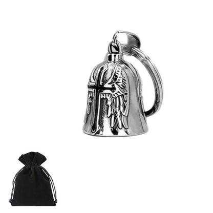 Cloche guardian bell noir pour motard, symbole de protection contre la malchance.