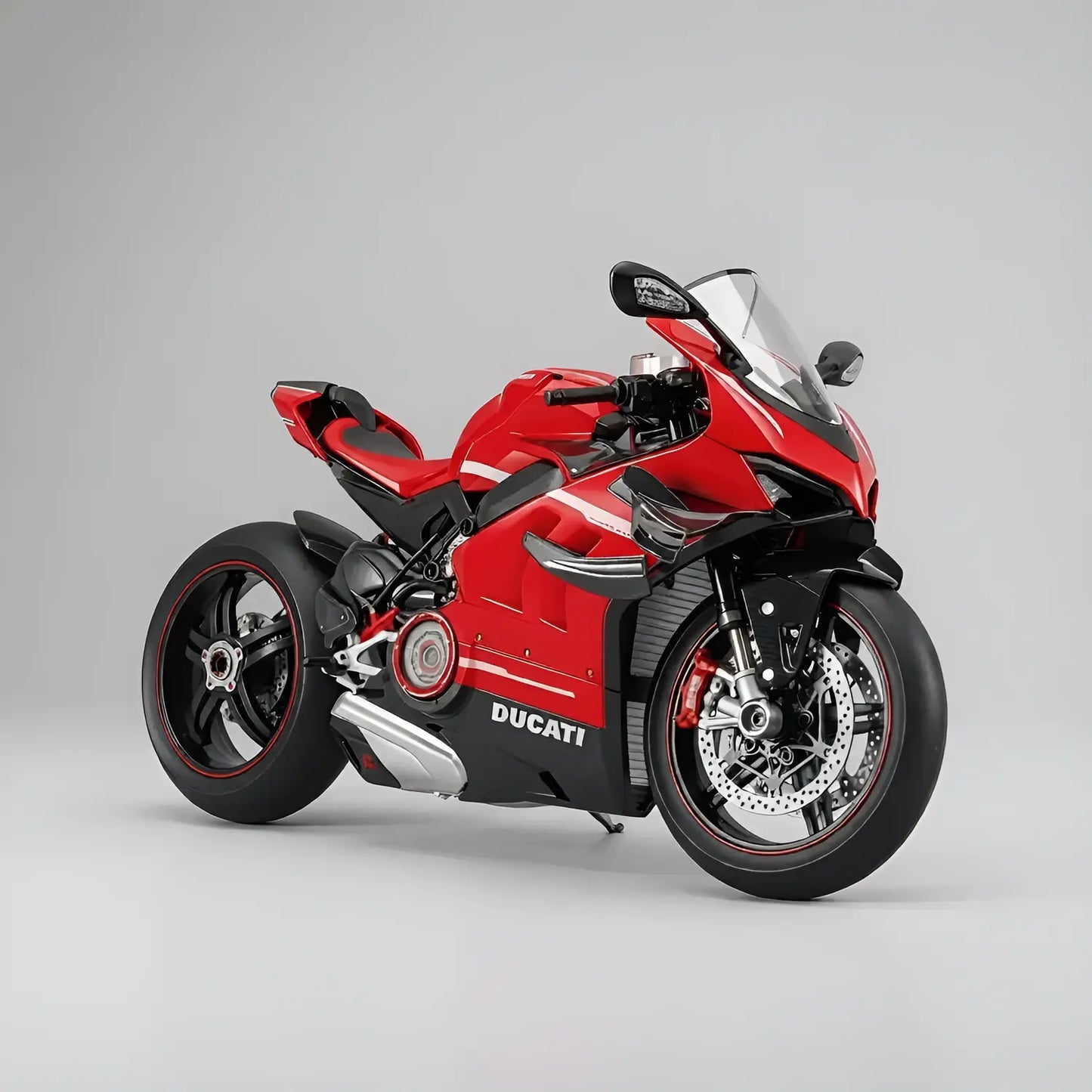 Miniature Ducati Superleggera rouge et noir échelle 1:7 - Vue avant 3/4 droit - Modèle réduit détaillé