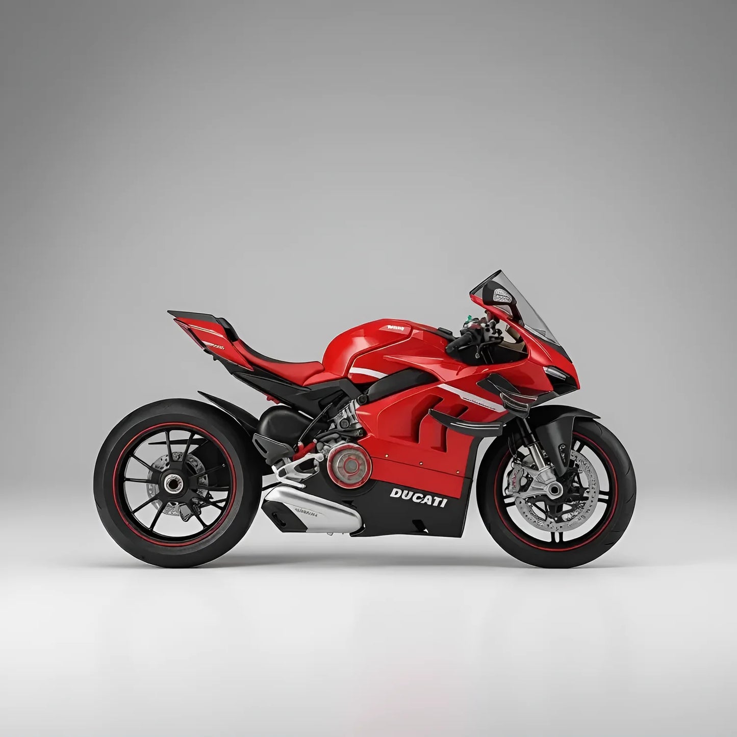 Miniature Ducati Superleggera échelle 1:7 vue profil gauche - Modèle réduit moto sportive rouge et noir