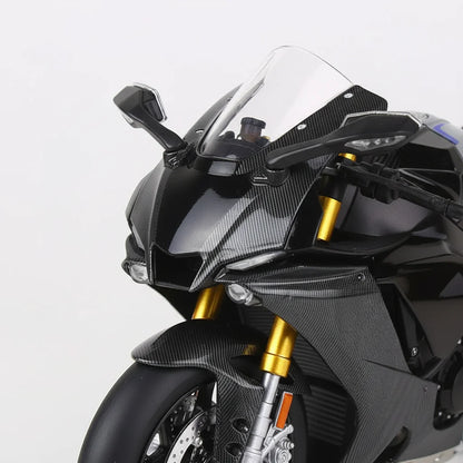 Miniature R1M 1/6 - Macro avant carbone fourches dorées phares LED bulle transparente