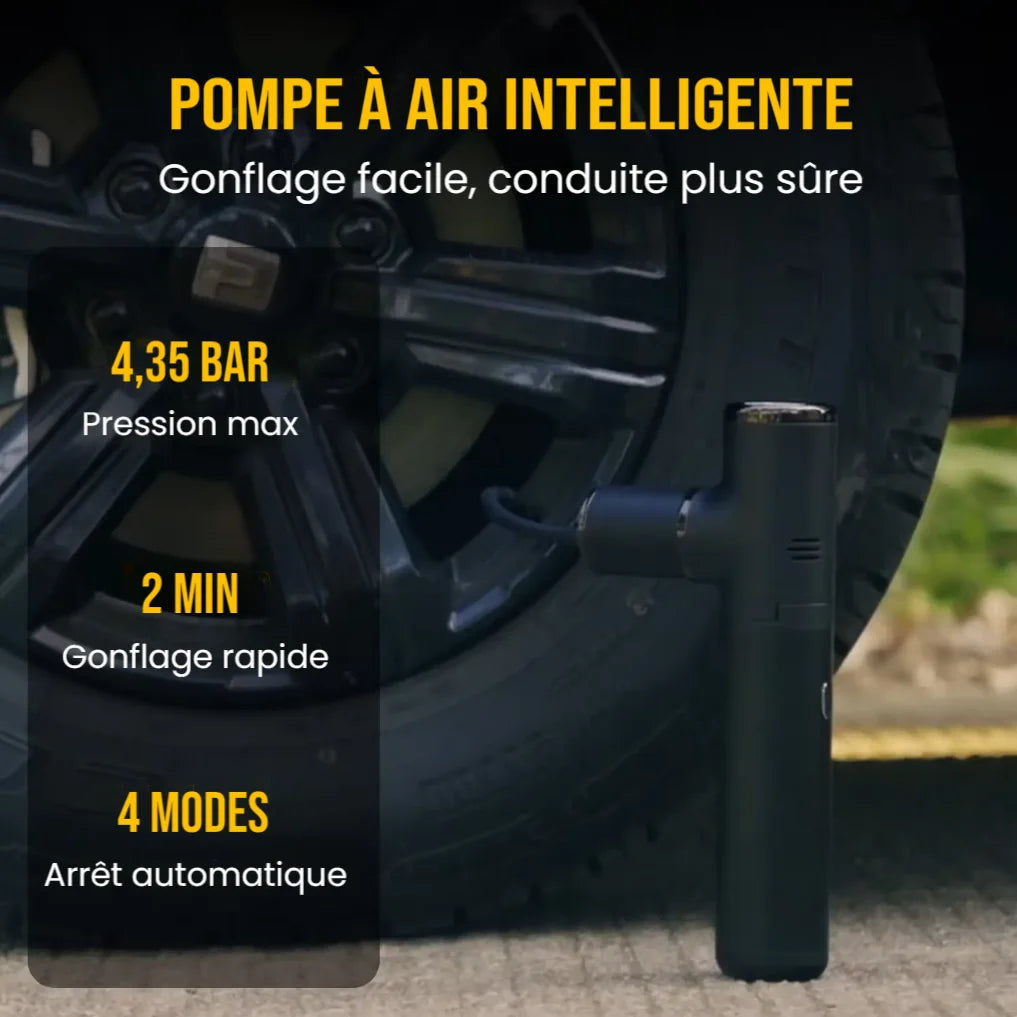 Gonfleur pneu portable intelligent 4,35 bars 2 minutes voiture moto vélo