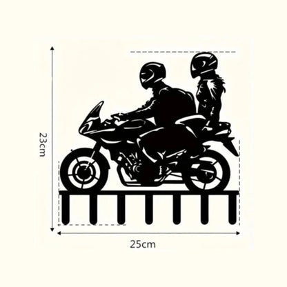 Dimensions porte-clés mural duo motard : 25x23 cm