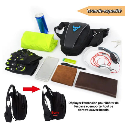 Sacoche moto jambe extensible grande capacité de rangement