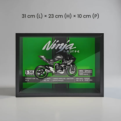 Dimensions du tableau 3D Kawasaki Ninja H2R horizontal - 31cm x 23cm x 10cm