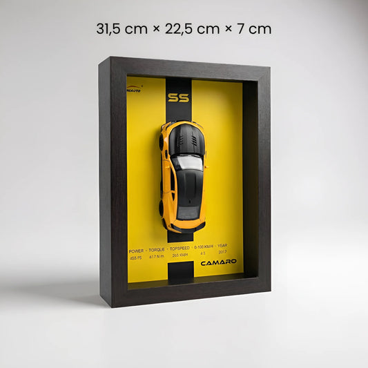 Tableau 3D LED sportive américaine Camaro dimensions 31,5x22,5x7 cm décoration murale