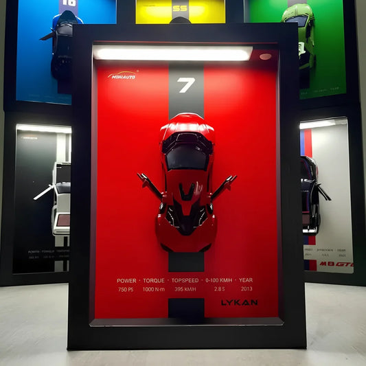Tableau 3D LED Hypersport vue dessus - décoration murale hypercar rare lumineuse