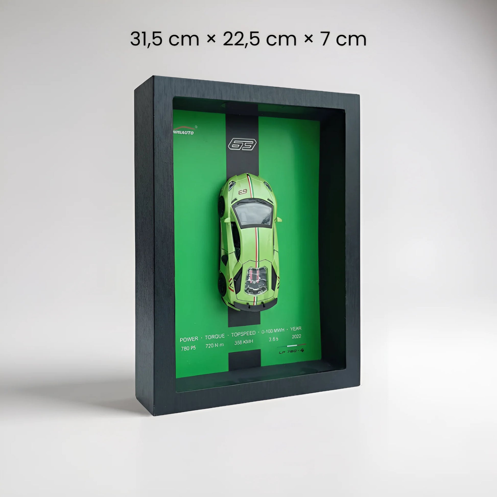 Tableau 3D LED supercar italienne LP780 dimensions 31,5x22,5x7 cm vert