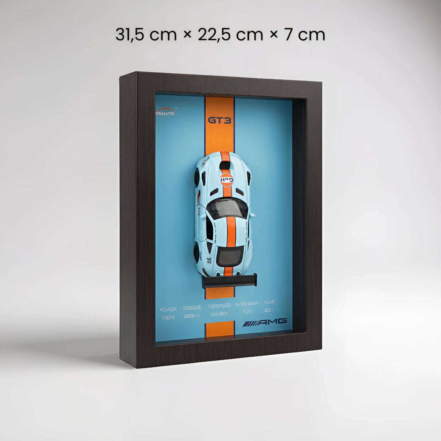 Tableau 3D LED sportive allemande GT3 dimensions 31,5x22,5x7 cm voiture de course