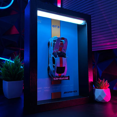 Tableau 3D LED voiture sportive GT3 - Déco murale lumineuse