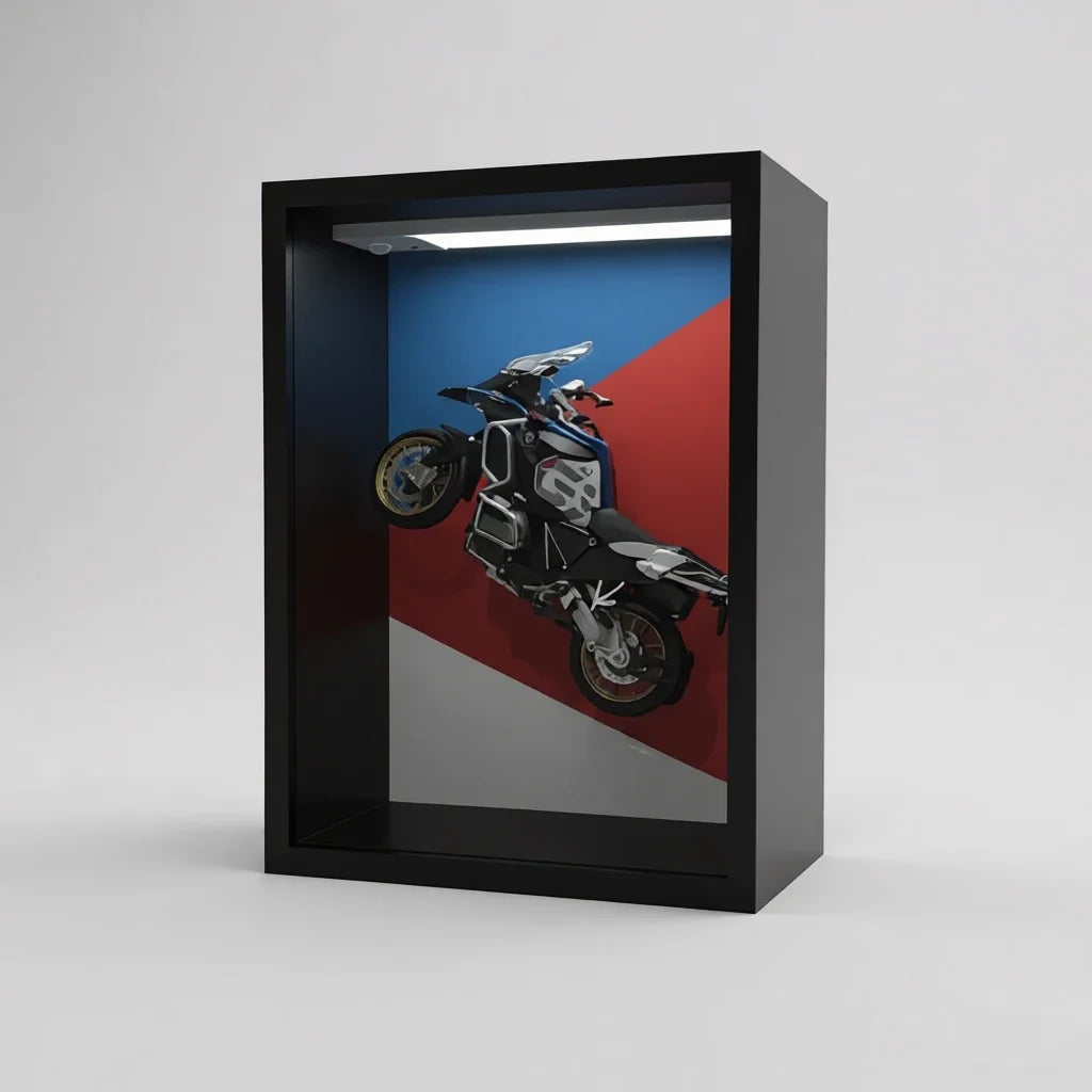 Tableau 3D LED R1250 vue trois quarts studio - décoration garage moto