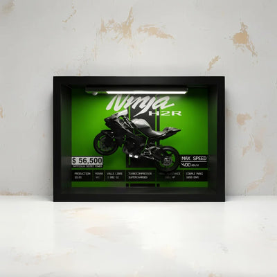Tableau 3D LED Ninja H2R horizontal - Décoration murale moto