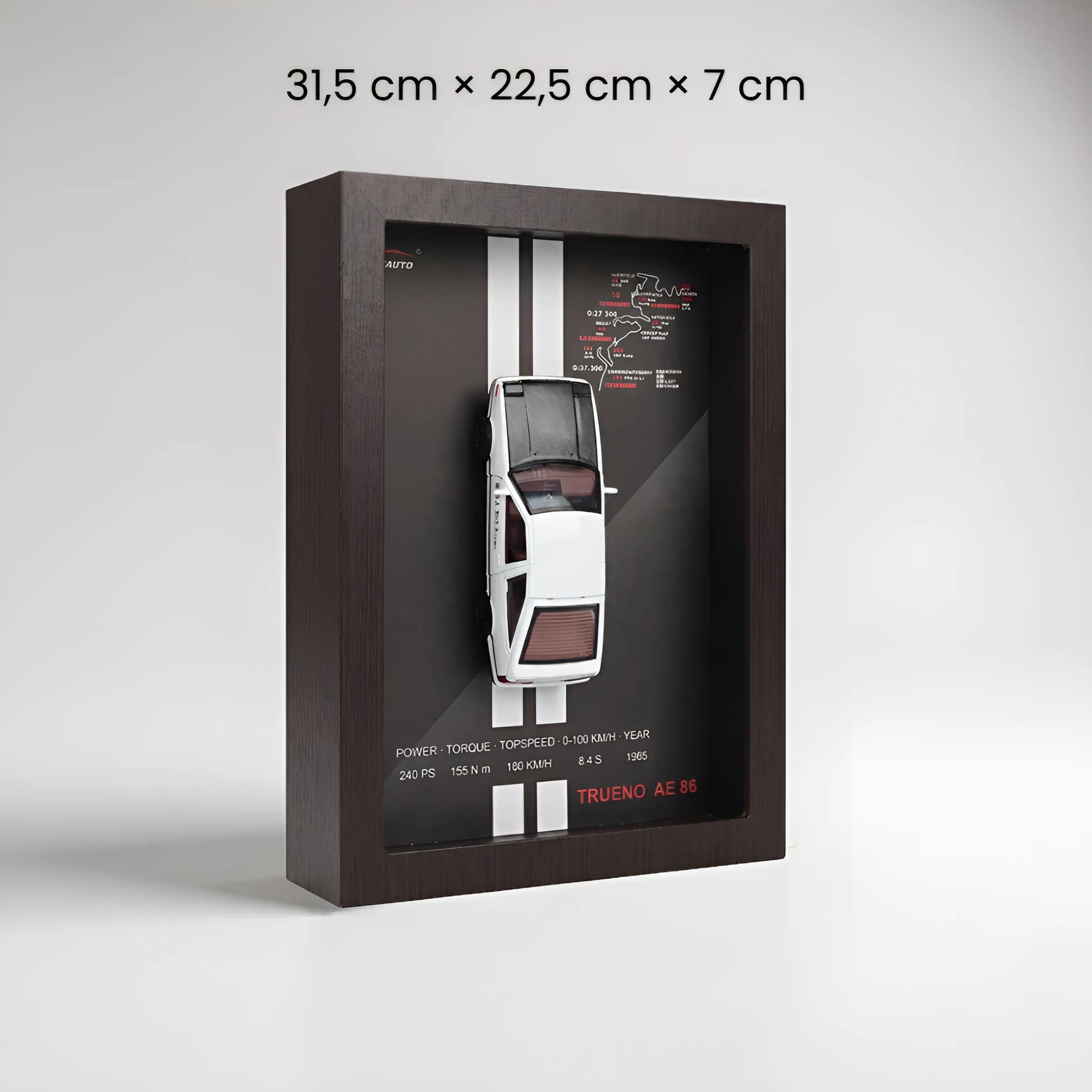 Tableau 3D LED sportive japonaise AE86 dimensions 31,5x22,5x7 cm avec éclairage ambiance