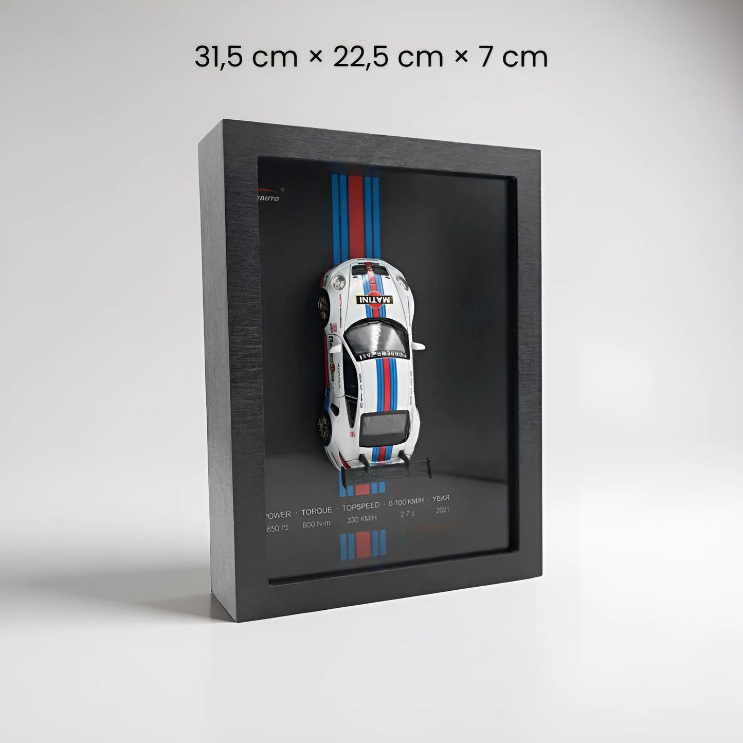 Tableau 3D LED sportive 911 dimensions 31,5x22,5x7 cm livrée racing Martini