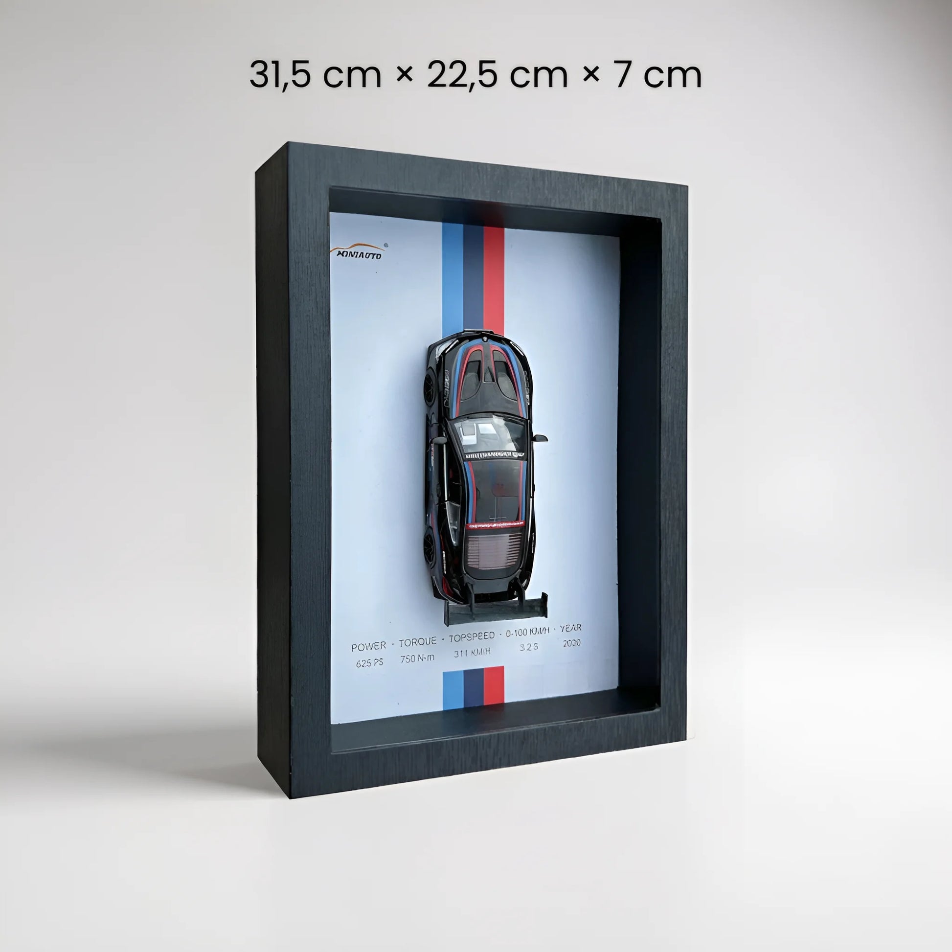 Tableau 3D LED sportive M8 dimensions 31,5x22,5x7 cm bandes racing tricolores