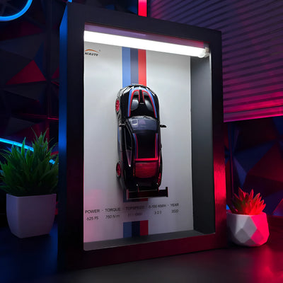Tableau 3D LED voiture sportive M8 - Déco murale lumineuse